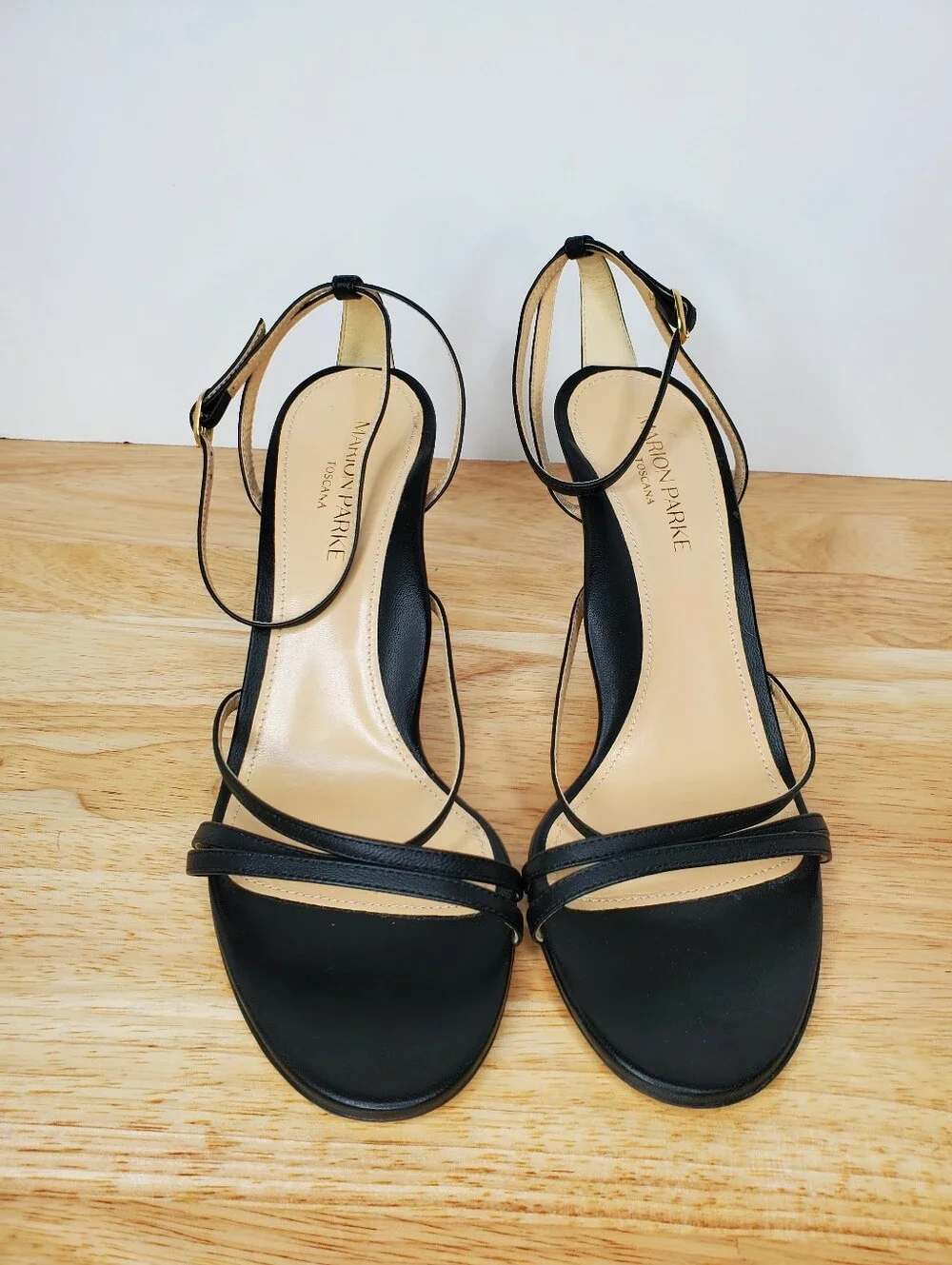 Marion Parke Lillian Strappy Sandals Womens Size 39.5 US 9.5 Black